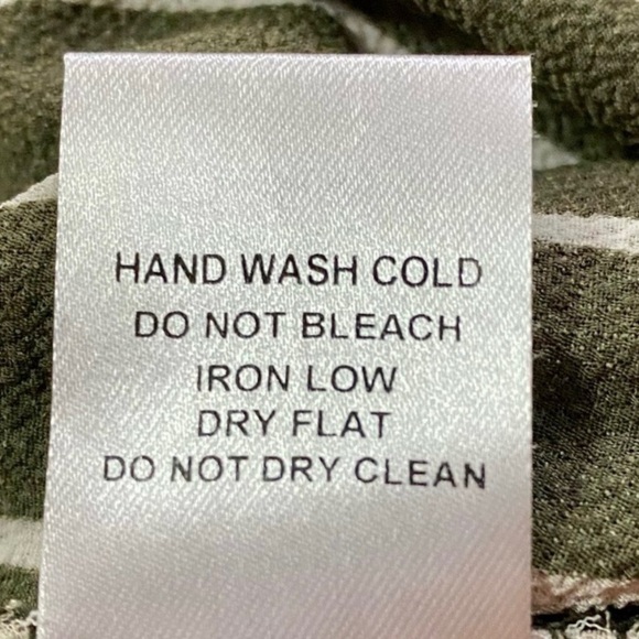 Haute Monde Dark Olive Striped Jumpsuit Size Medium Wide Legs Elastic Waist - Picture 11 of 15